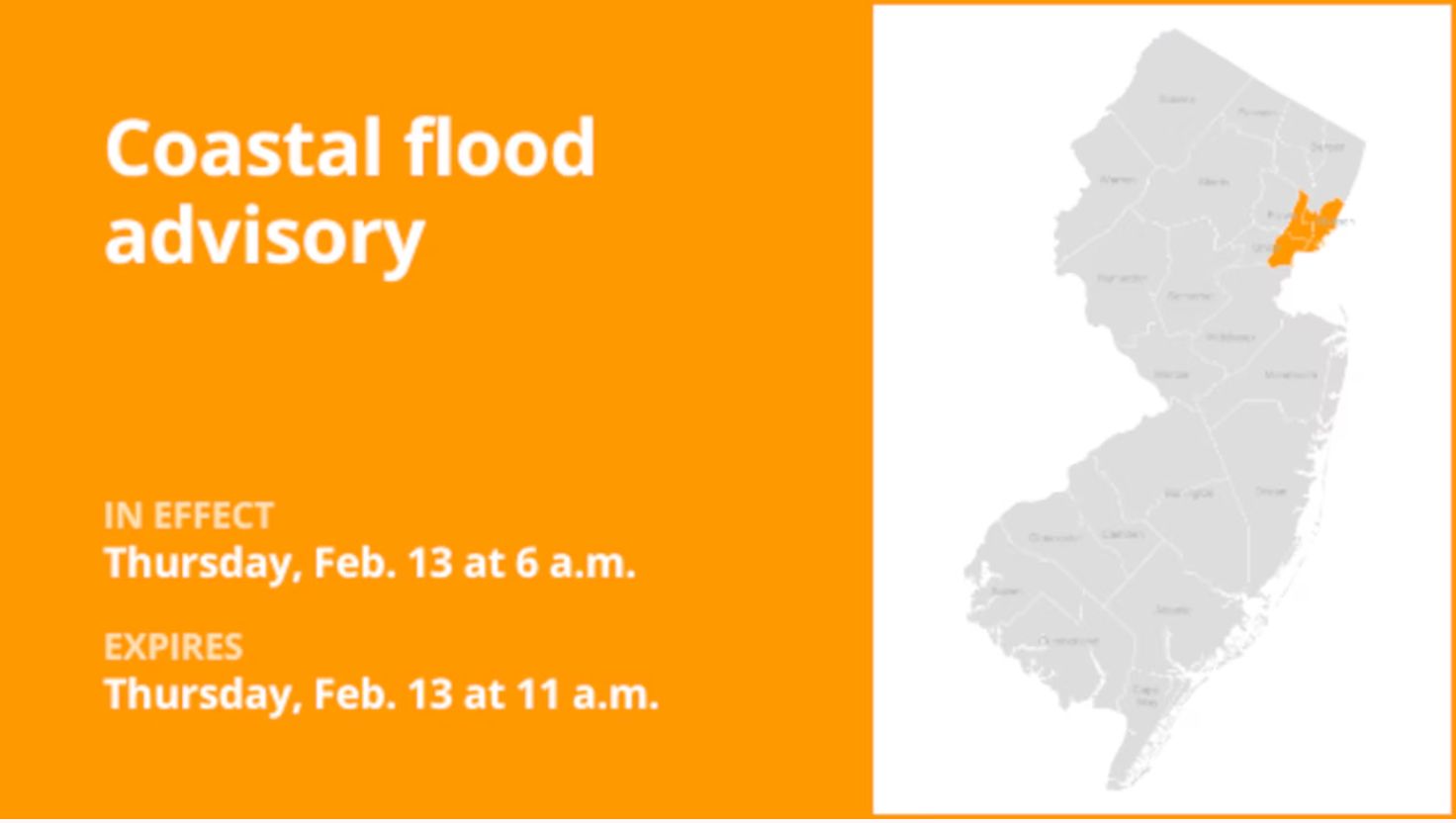 Coastal Flood Advisory Issued For Three New Jersey Counties